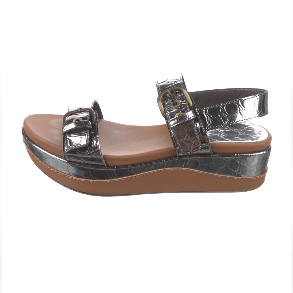 Stuart Weitzman Leather Printed Slingback Sandals